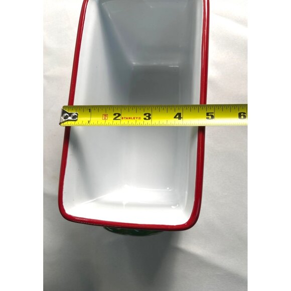 Christmas Loaf Pan by Teleflora with Holly Design Oven to Table Heavy 8.5” - Picture 6 of 8